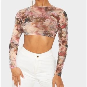Pretty Little Thing Renaissance Mesh Crop Top